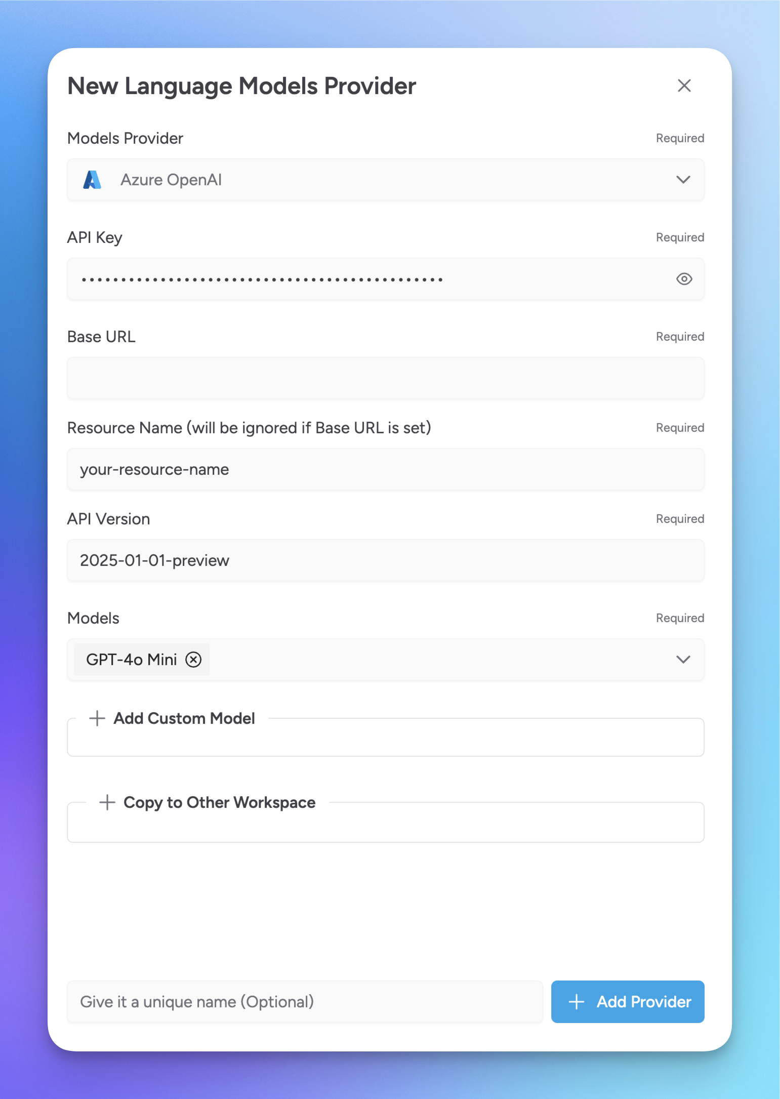 new azure provider
