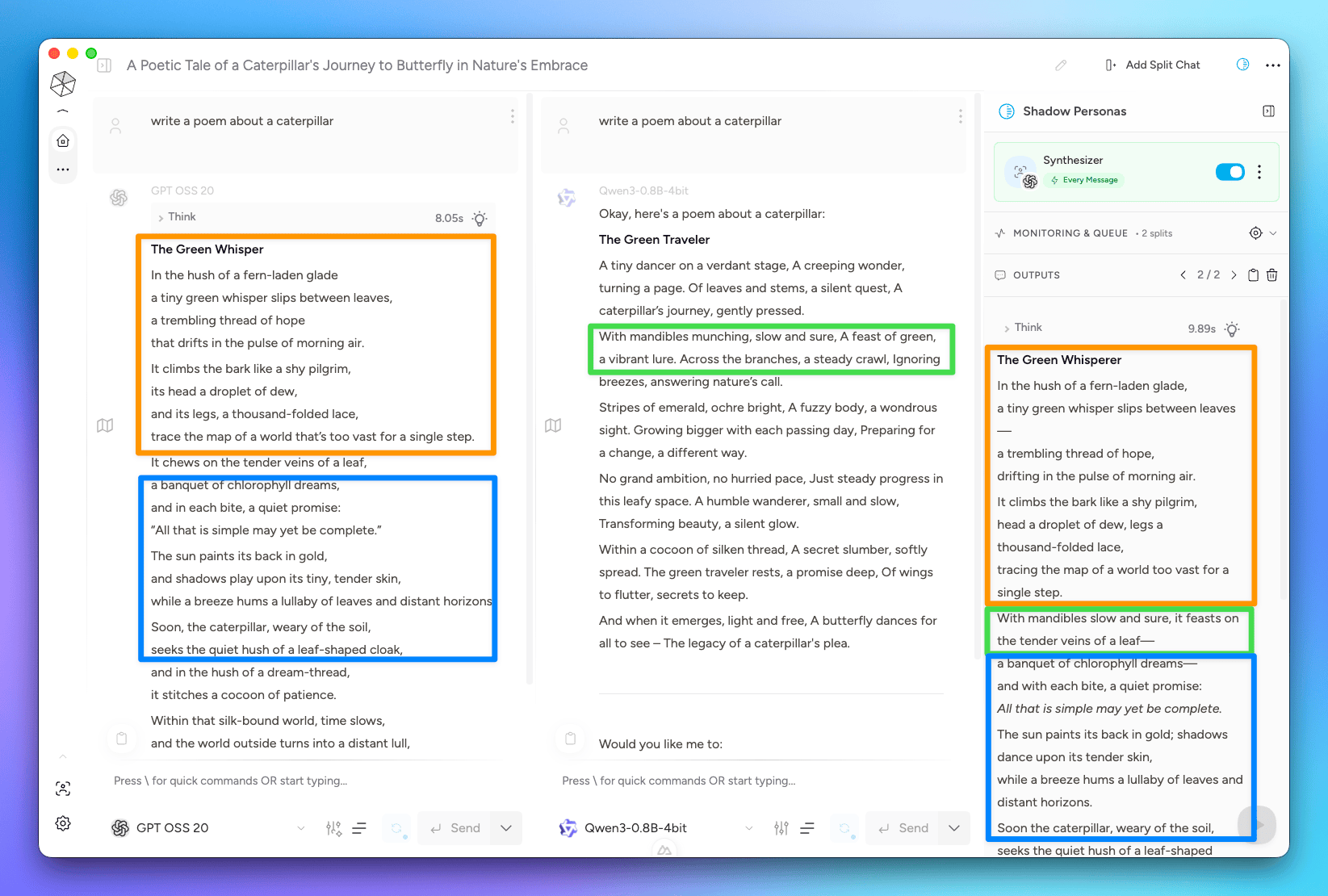 Shadow Personas Synthesize Split Chats Example